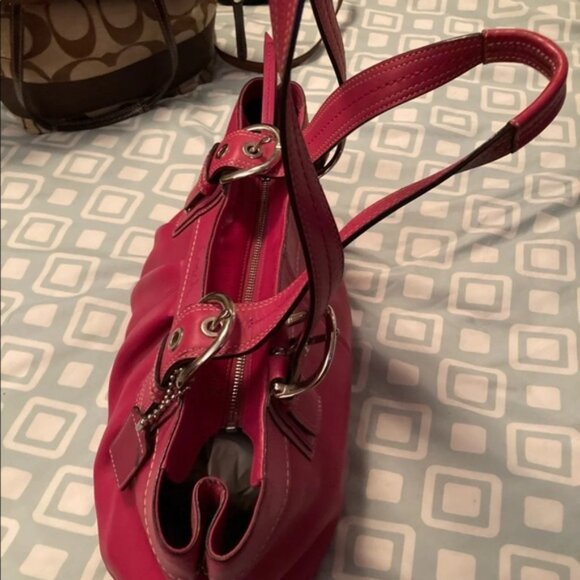 Pink Leather Coach Purse - Picture 5 of 12
